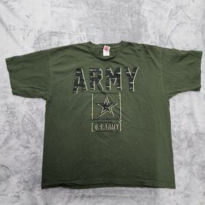 US Army Logo Men's Green T-shirt Size 2XL Bayside Tag Made iN USA